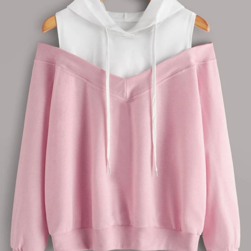 SweatyRocks Cold Shoulder 2 in 1 Hoodie